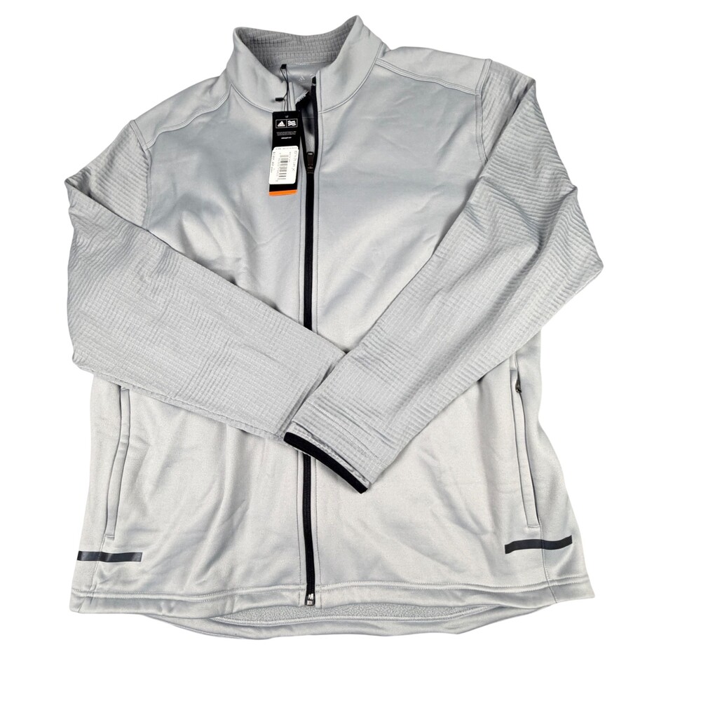 Adidas Golf Climaheat Jacket Mens XL Grey Full Zip Fleece Lined Pockets